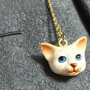 Peter + June Elegant Cream Cat Pendant Necklace